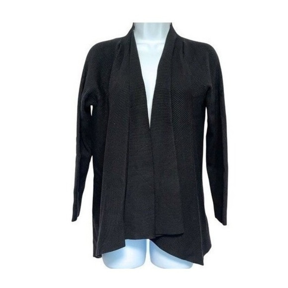 Design History Open Front Cardigan Sweater Womens Size L‎ Black Casual Office